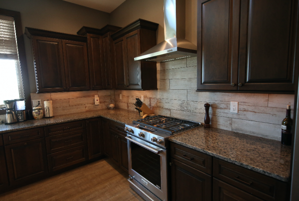 Kitchen and Wood Tile Stebral Construction Home Builder Iowa City, Coralville, Solon, North Liberty