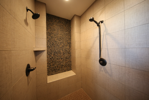 Tile Shower with Accent wall Stebral Construction Home Builder Iowa City, Coralville, Solon, North Liberty